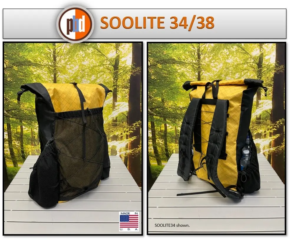 PBD - SOOLITE34/38 - frameless Ultralight hiking backpack - ECOPAK Yellow / Black