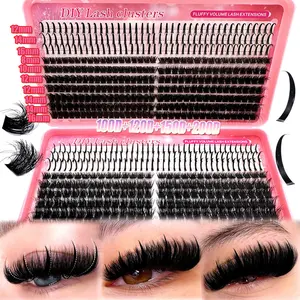 5 IN 1 Lash Clusters Spikes50D60D80D100D/Spikes60D80D100D120D/Spikes80D100D120D150D/Spikes100D120D150D200D Long 8-16mm Lash Spikes Eyelash Clusters Volume Individual Lashes DIY Spiky Lash Extension Manga Cluster Eyelash Extensions Mink Strips Lashes Thick