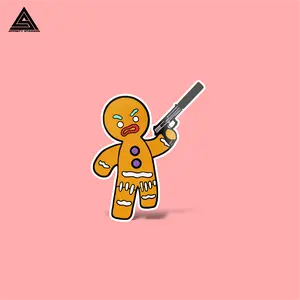 Angry Gingerbread Man Sticker || vinyl sticker, water bottle sticker, tumbler stickers, laptop decals, waterproof sticker, funny, gingerbread, sticker Decor Decorative