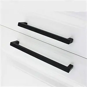 Matte Black Kitchen Cabinet Handles Pulls Knobs Hardware Bathroom Drawer Dresser Furniture Square Stainless Steel Modern Farmhouse
