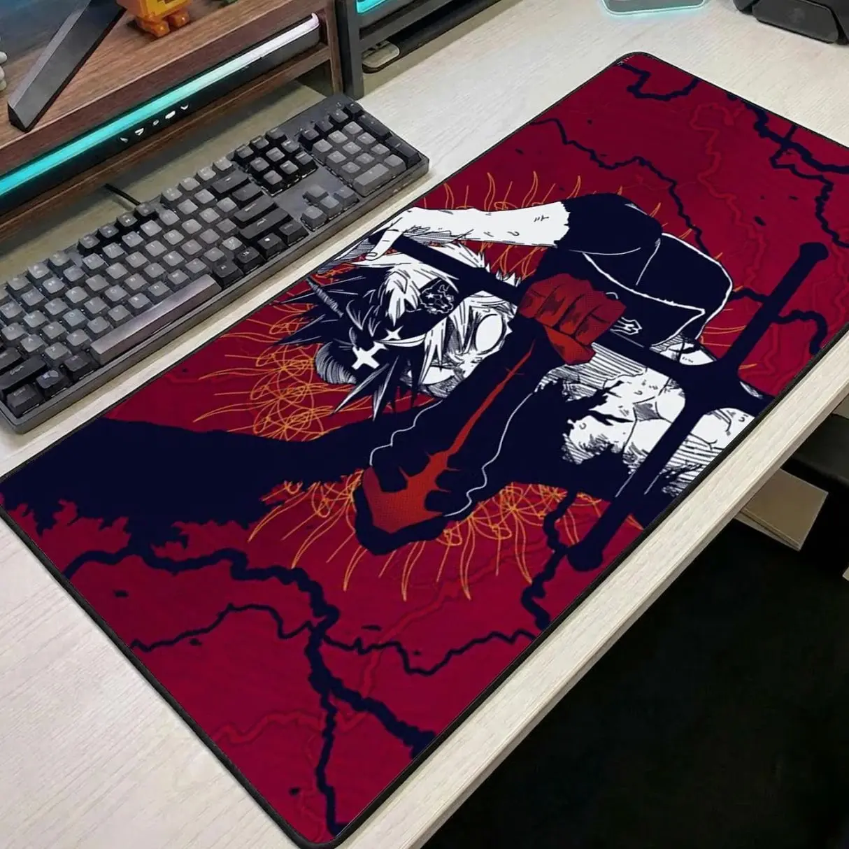 Black Clover Mouse Pad Anime Desk Mat Asta Demon Form Gaming Mousepad Large Desk Pad