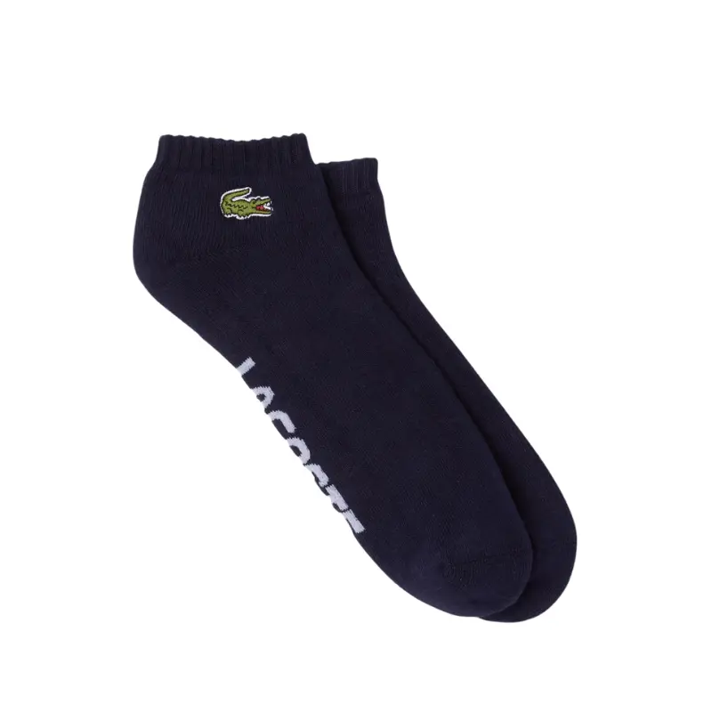 LACOSTE Male Oversized Sporty Sports Socks, 1% Elastane Stretch Cotton Low-Cut Ankle Length Socks with Ribbed Ankle Support, Embroidered Crocodile, Slip-On for Adults