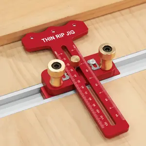 Thin slice cutting table saw template with 3-roll system and adjustable fixture -3/8 "x3/4" U-shaped groove&1/4 "x3/8" T-shaped groove table saw precision guidance, durable metal structure suitable for repeated narrow strip cutting - DIY woodworking