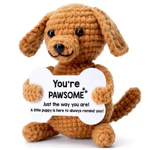 Adorable Mini Hand-Knitted Puppy Plush, Emotional Support Stuffed Toy, Perfect Christmas Presents & Holiday Gifts, Cute Birthday Gifts for Women Men, Teacher Appreciation Gifts, Soft Stress Relief Decor, Bag Pendant Desk Ornament, Unique Handmade Healing