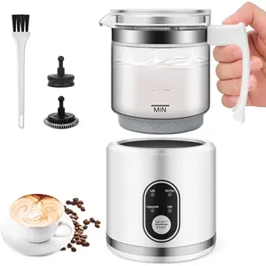 Electric Milk Frother and Steamer - 4 In 1  Foamer for Latte, Hot Chocolate, Cappuccino & Macchiato, 16.9oz Capacity, Dishwasher Safe Glass Cup Milk Warmer