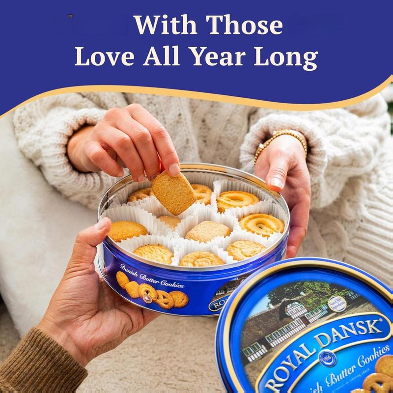 Royal Dansk Danish Butter Cookie Selection, 12 oz Tin – Authentic Assortment of Original Butter Cookies Made with Real Butter, No Preservatives or Artificial Colors, Perfect for Gifting