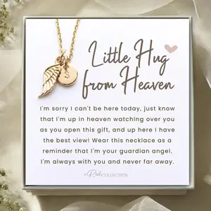 Hug from Heaven Gift from Angel Wings Necklace Gift from Heaven Birthday Christmas Keepsake Letter from Heaven Sympathy Condolence Gift