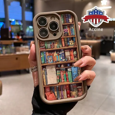 Phone Case Compatible for iPhone 16 15 14 Pro Max 13 12 11 XR XS Plus E Colorful Bookshelf Pattern TPU Lens Protection Durable Soft Cover Gift