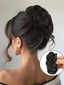 Chic Messy Bun Hair Clip, Flat Head Braided Bun Hair Clip, High Crown Messy Bun Hair Clip, Natural Fluffy Hair Bun Accessory
