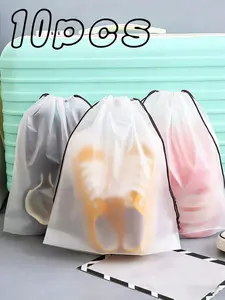 Set of 10 drawstring bags, wholesale transparent frosted plastic household underwear bags, travel shoe bags, clothing storage bags, garment packaging bags, storage bags, cosmetic bags—perfect gift for traveling.