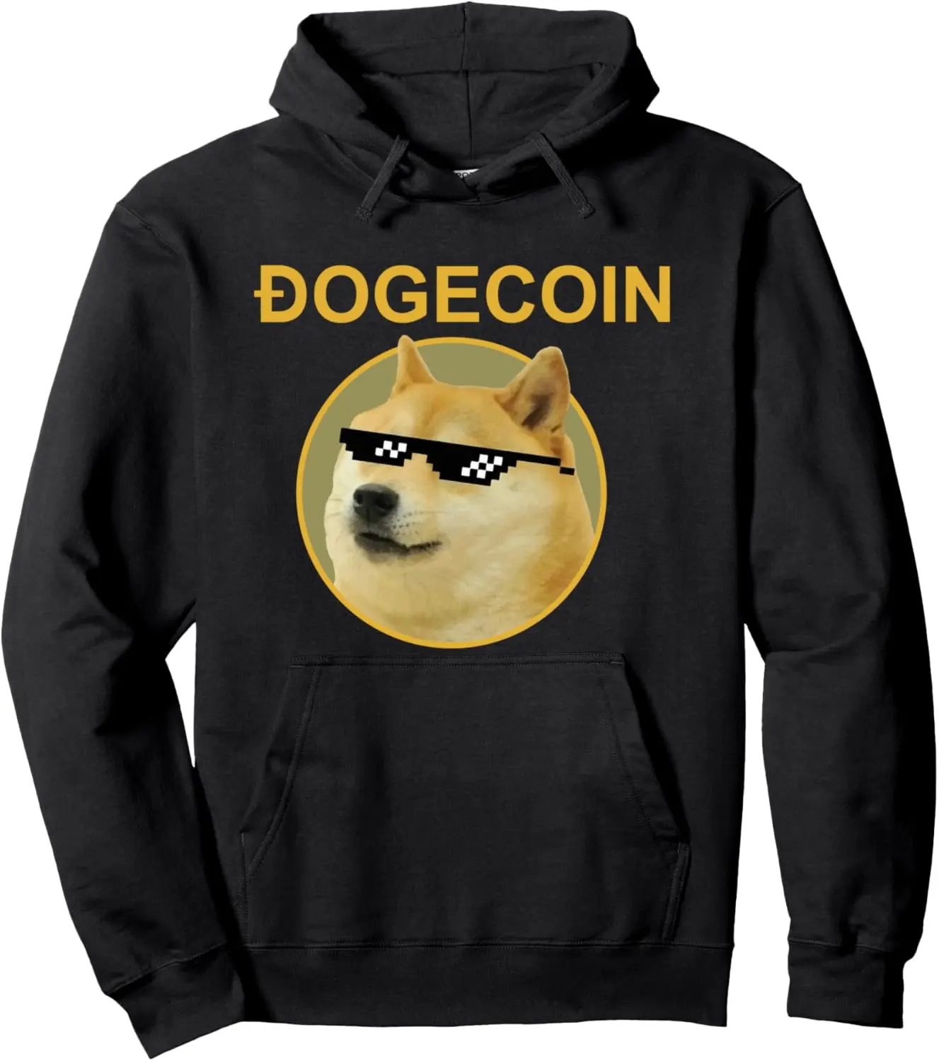Dogecoin Logo Doge to the Moon - Funny Hold Crypto Meme Mens Pullover Hoodie