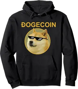 Dogecoin Logo Doge to the Moon - Funny Hold Crypto Meme Mens Pullover Hoodie
