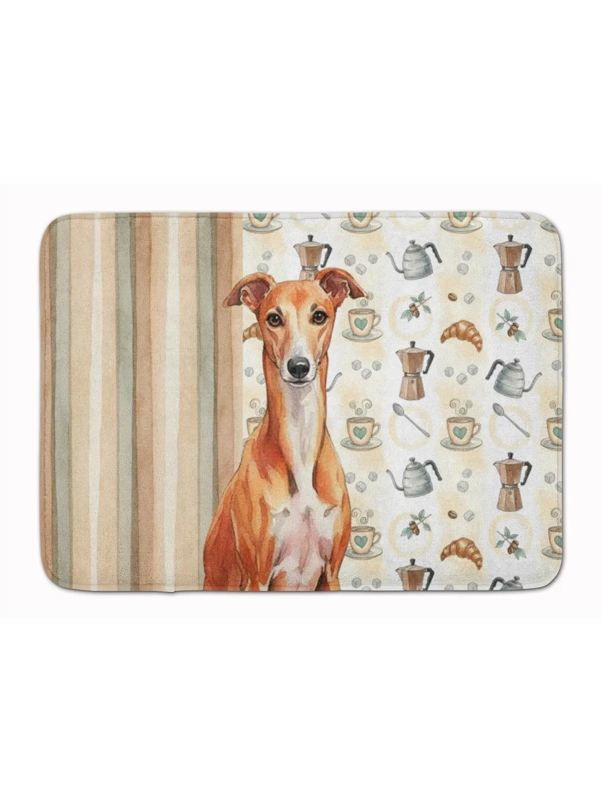 Carolines Treasures WDK7655RUG Red Whippet Home Decoration Mat - 19x27 in. Memory Foam Antislip Kitchen Coffee Bar Rug, Antislip Kitchen Rugs