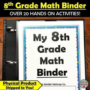 8th Grade Math Binder - Over 20 Hands-On Activities, Physical Product Shipped to You