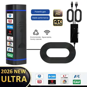 Upgraded Indoor Digital TV Antenna, 4K Full HD Free Channel Reception, 300-Mile Long Range Signal Coverage, Signal Amplifying Booster,  Compatible with Smart TVs, Older TVs & Projectors,  No Monthly Fees, Essential for Home Entertainment, Local Channels