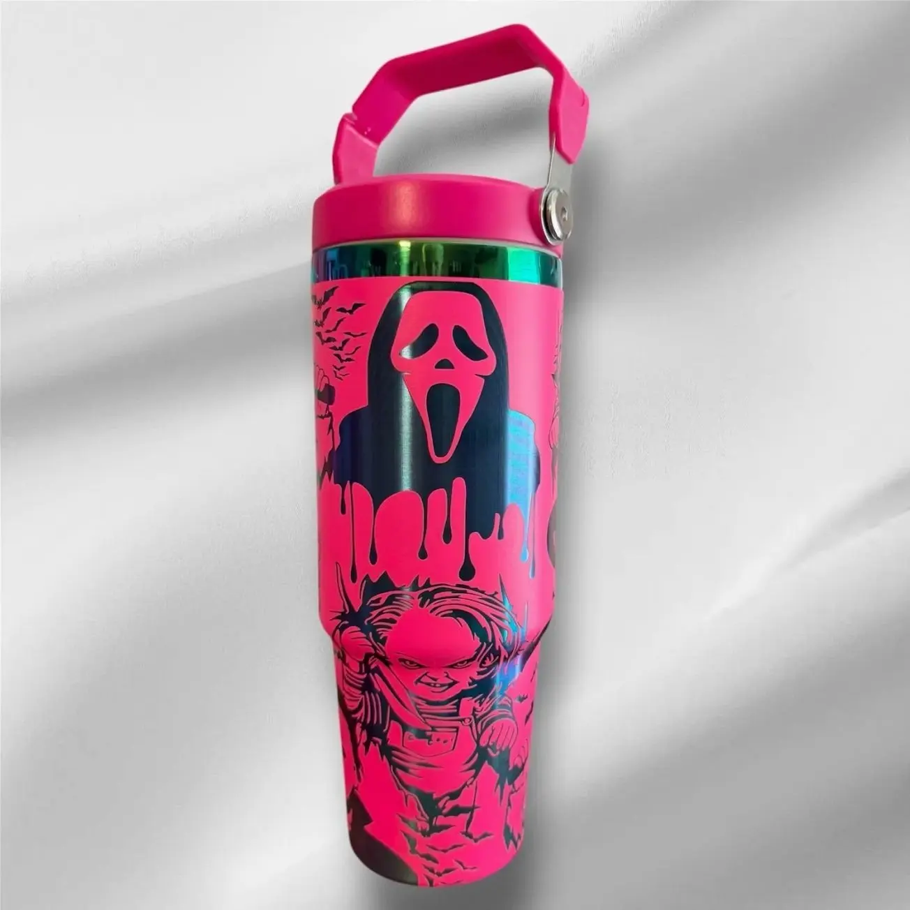 30 oz Halloween Classic Killer Tumbler | Laser Engraved Tumbler | Handle, Lid and Straw Included