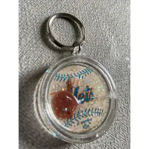 Vintage Mets Keychain Water And Glitter Russ  1989