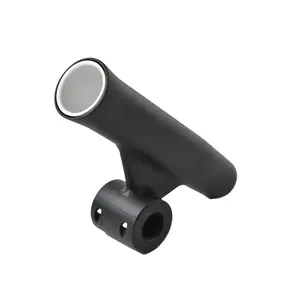 MARINE CITY Adjustable Fishing Rod Holder Black Anodized Aluminum White Vinyl Insert 10 Inch Corrosion Resistant Fits 7/8"-1" Rails for Boats