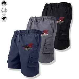 3-pack men’s casual cargo shorts with an Independence Day eagle print, suitable for everyday wear and outdoor activities; men’s cargo shorts, men’s shorts