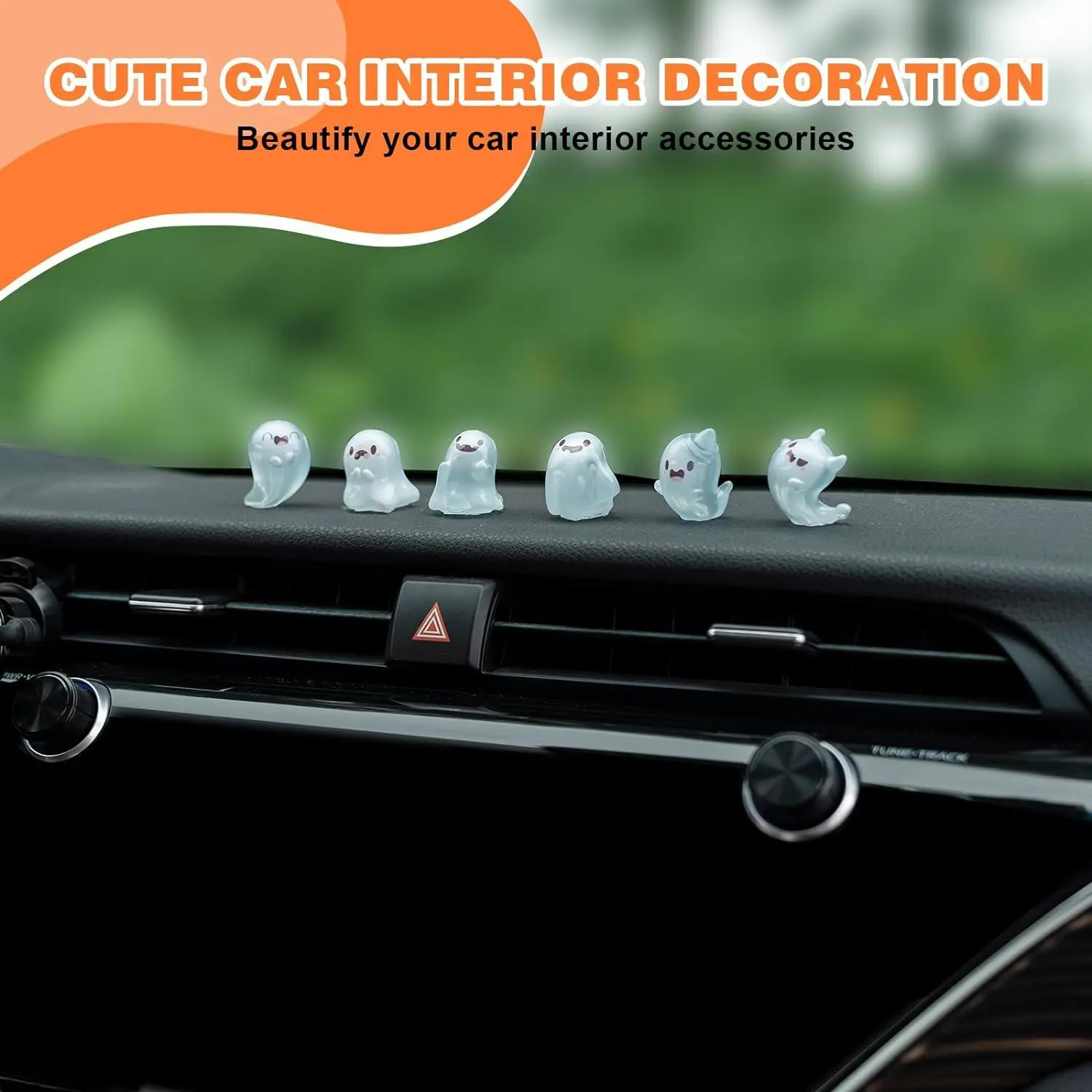 6PCS Luminous Ghost Fun Ghost Car Dash Decorations Car Rear View Mirror Ornament Interior Accessories for Home Office