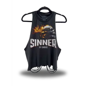 TheDriveClothing Sinner By Choice Black Crop Tank Top – Unisex Cropped Tank, Graphic Streetwear Top, 100% Cotton Crop, Gym & Casual Summer Wear