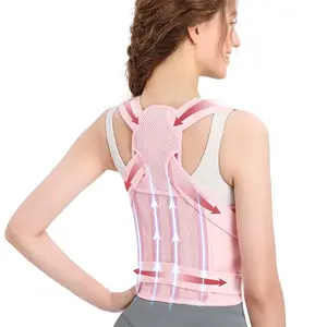 Pink Adjustable Posture Corrector for Women - Breathable Back Support, Shoulder & Upper Back, Comfortable Straightener for Office & Daily Use
