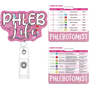Phlebotomy Badge Reel with Badge Buddy -   Phlebotomist Nurse Badge Reel and PHLEB Life Badge Buddy Retractable ID Clip for  Gifts Work Accessories Essentials Conversion Charts