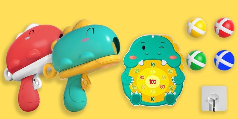 TTZZ Dinosaur Ball Shoot Target Catapult - 12 Sticky Balls Toy for Parent-Child Interaction, Indoor Darts for Boys and Girls