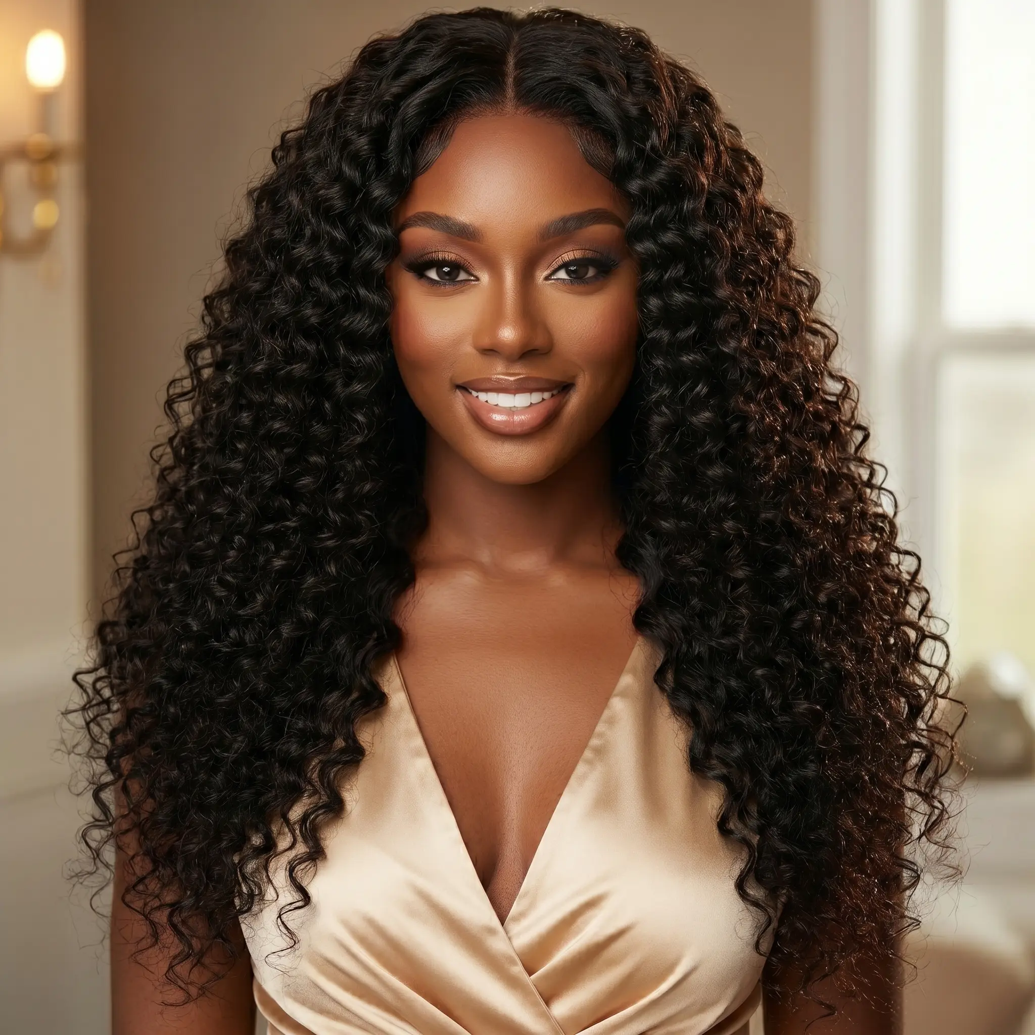 Vkitoll Curly Wave Human Hair Wig Mixed Curls Water Wave and Jerry Curly Fluffy Wig 13X4 HD Transparent Lace Front Pre Everything Drawstring Wigs Glueless Afro Curly Human Hair Pre Cut Lace Pre Plucked Bleached Knots 200% Density Wig
