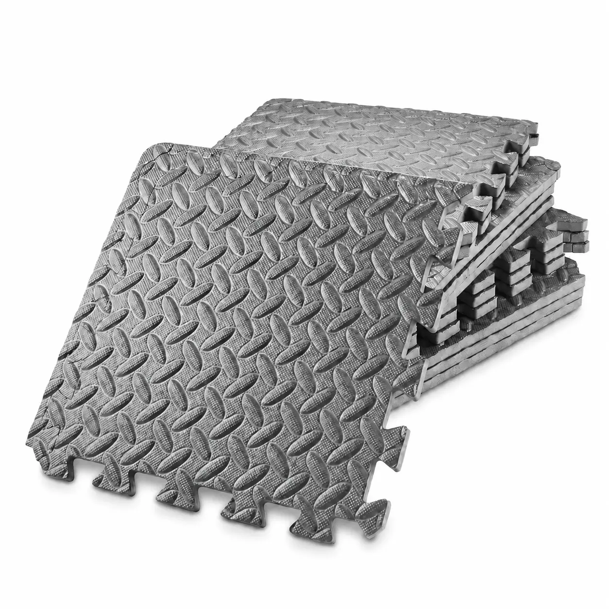 EVA Interlocking Mats, Puzzle Floor Tiles, Foam Floor Padding with Border for Furniture, Home Space, Living Room, Garage 18Tiles-72 SQFT