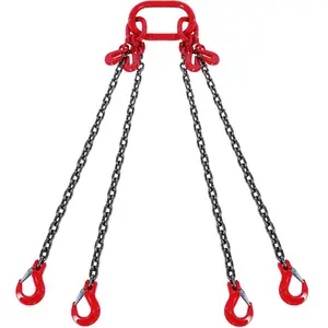 VEVOR Chain Sling, 3/8 inchx 10 ft Lifting Chains with Hooks, G80 Engine Chain Hoist Lifts, 18400 lbs/8 Ton Lifting Sling Chains for Engine Hoist, Engine Lift Chain with 4 Leg Grab Hooks AdjustersVEVOR Super Brand Day