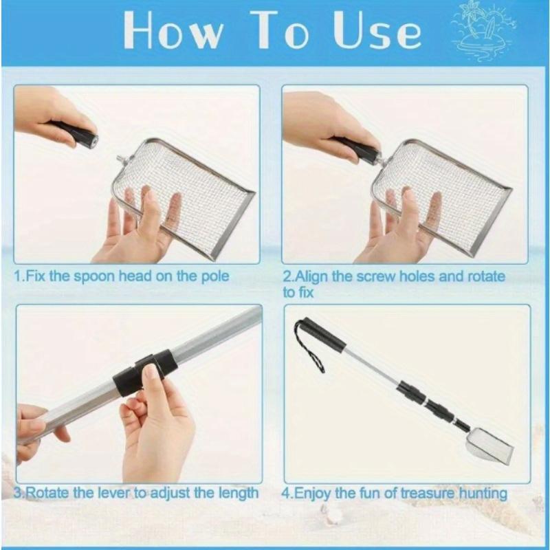 Retractable Stainless Steel 2pcs Set of Beach Sieves - Suitable for Beach Treasure Hunting, Picking up Shells, Conch Shells, Beach Grooming - Also Can be Used as a Cat Litter Shovel