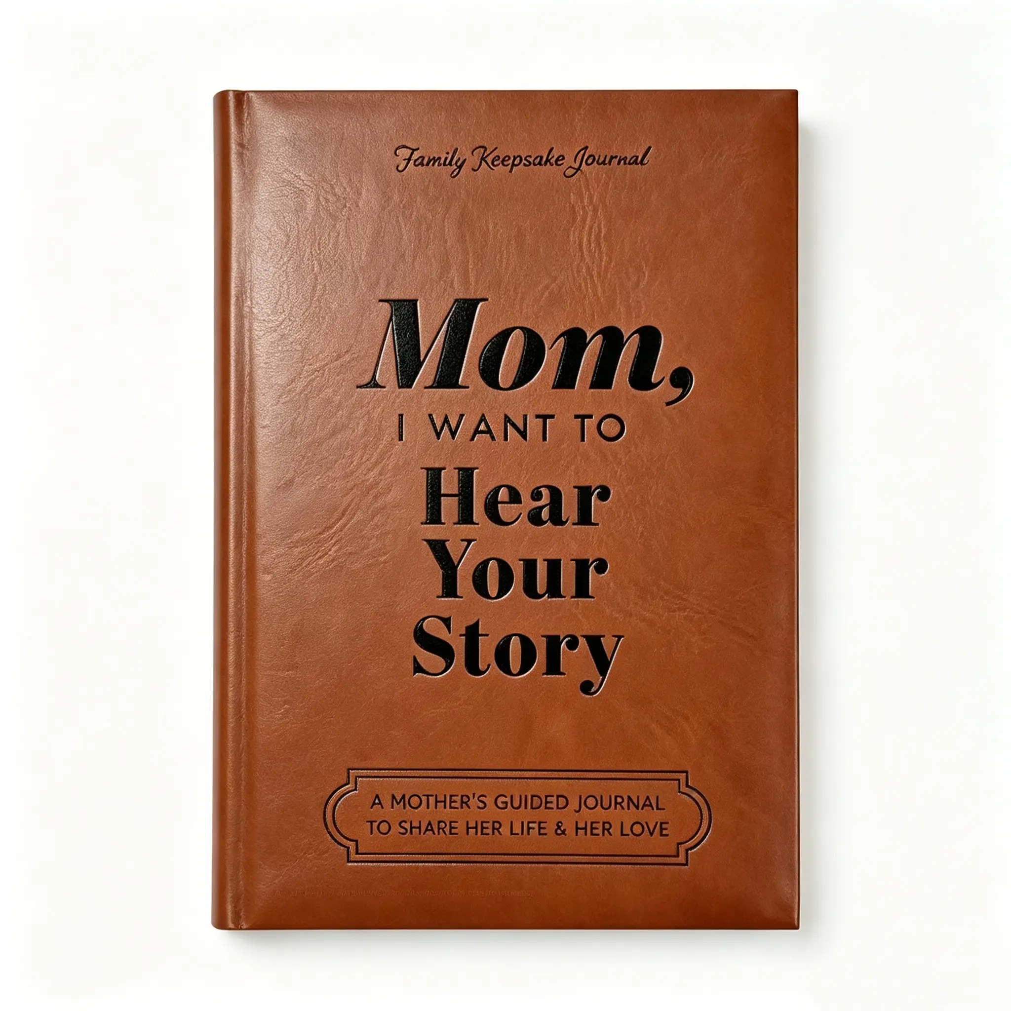 Leather Hardcover Family Keepsake Journal - Mom's Guided Notebook for Sharing Life Stories & Love, Office Stationery Gift for Mothers, Hardcover Book