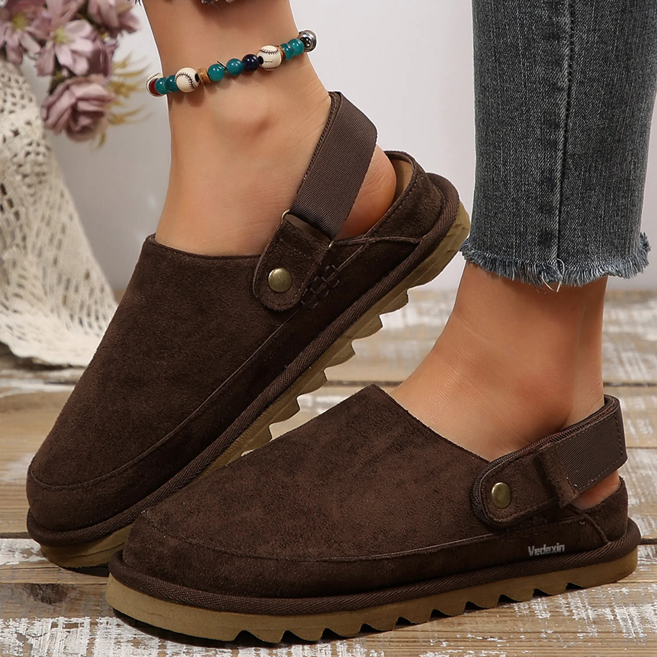 Women's Clogs Slip-On Mules Slippers with Adjustable Strap Non-Slip Sole Memory Foam Comfortable Women Platform Clog Indoor Outdoor Shoes Casual Footwear