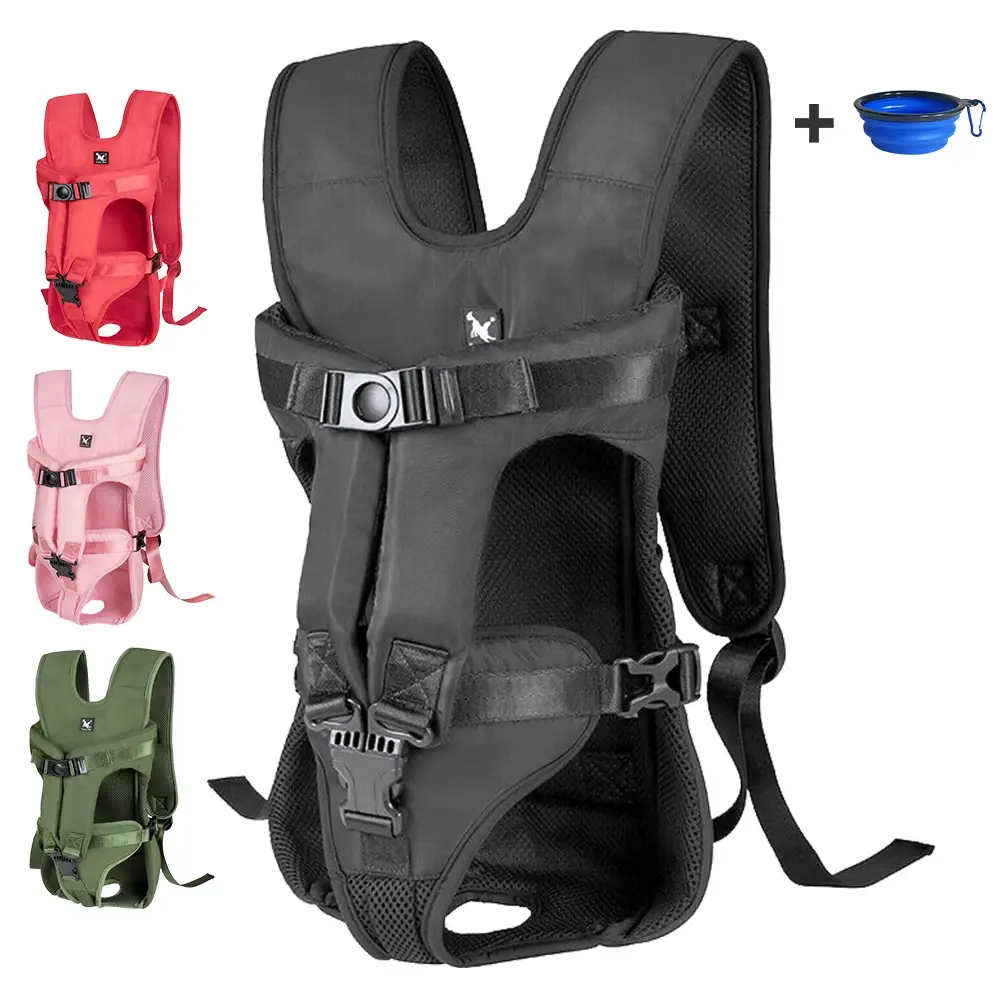 Hands-Free Front Dog Carrier Backpack for Small-Medium Dogs - Breathable Camouflage Fabric, Adjustable Buckle Closure, Cooling Vents, Built-In Safety Leash Clip, Customizable Straps, Extra Pockets, Leash Safe, Dry Clean Only (Ideal for Outdoor Biking), Am