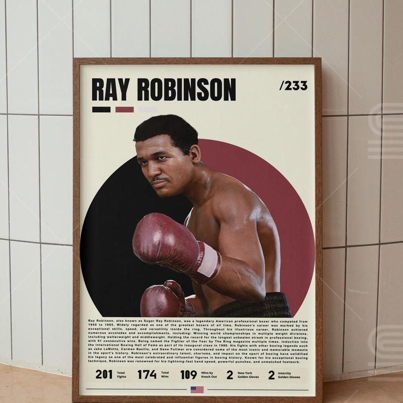 Sugar Ray Robinson Poster, Boxing Legend Poster, Gym Wall Art, Sports Poster, Gym Decor, Sports Bedroom Posters, Motivational Posters