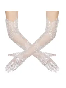 Bridal gloves new style ultra-fairy white lace tulle long wedding photo shoot wholesale marriage accessories