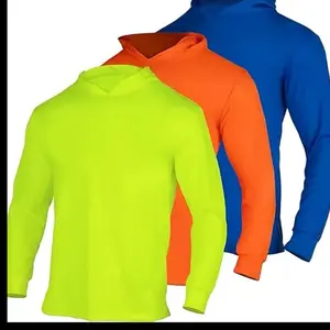 Hi Visibility 3 Pack Lightweight Long Sleeve Shirt With Hoodie Bird Eye Material Quick Dry for Outdoor Activities Athletic Sports Clothing Athletic Apparel