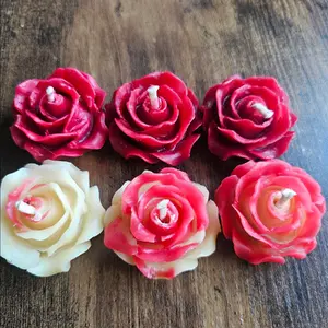 Rose Shaped Tealight Beeswax Candles Valentine's Day Birthday, Mother's Day Candles Decor Decoration Natural Honey Scent, Air Purifier  Ornaments Birthday Gift