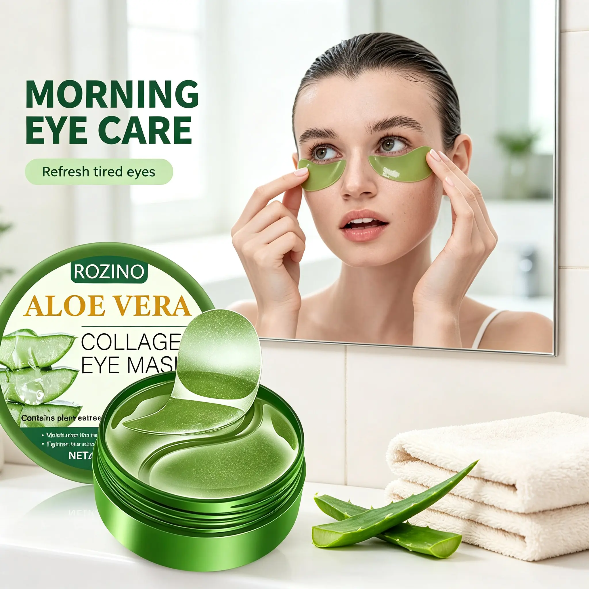 Aloe Vera Eye Mask- 80g Aloe Vera Under Eye Patches-Under Eye Patches for Dark Circles,Eye Puffiness & Dark Circles Treatment,Reduces Wrinkles & Fine Lines,Improves & Firms Eye Skin eye moisturizer