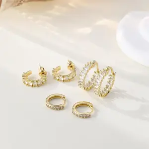 Cube Zircon Dome Jewelry Set, Thick Mini Pointed Dome Studs, Trendy Versatile Everyday Piercing Accessories