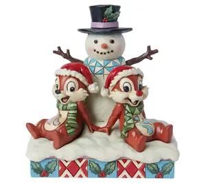Disney Traditions Chip and Dale with Snowman Figurine Disney Traditions Chip and Dale with Snowman Figurine