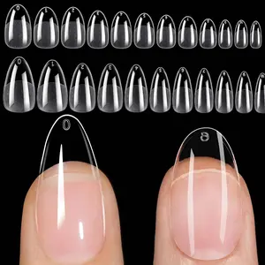 US-NAIL - 120Pcs Short Almond Oval Fake Nail Tips Extension System Sculpted Full Cover Nail Gel French Ballerinas Capsules Press On Tips