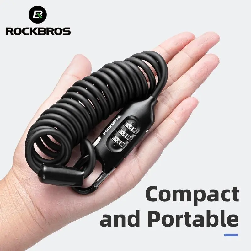 ROCKBROS Multi-Functional Bike Lock Anti-thelf Portable Cable Three-digit Code Helmet Lock PVC Lightweight Wrapped High-strength zinc alloy Mountain BIke Foldable Bicycle lock
