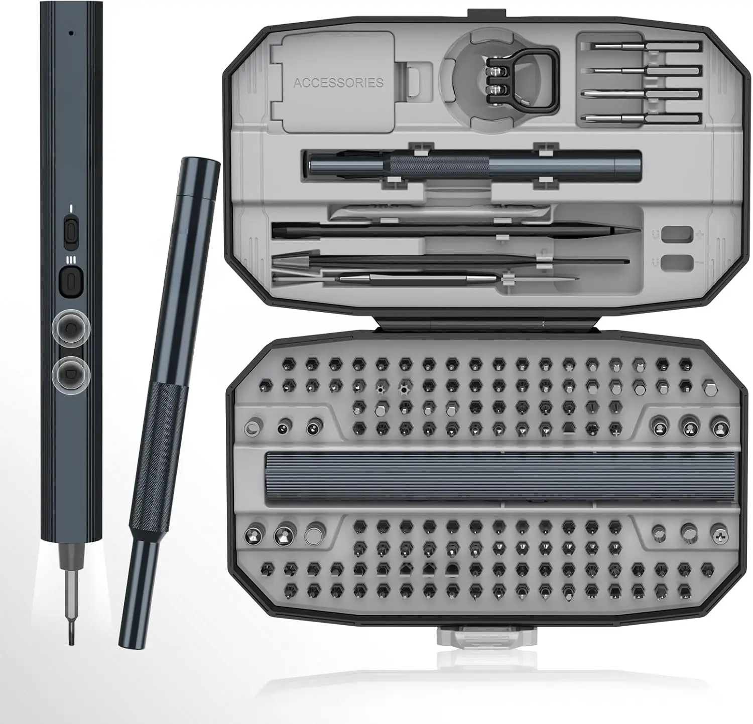 Mini Electric  155 in 1 Small Precision Screwdrivers Set Max 5 N.m Cordless  with 3 Torque Settings 140 S2  Bits, Repair Tool Set for Phone Computer Watch Drones