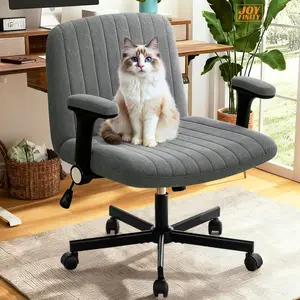 JOYFINITY Criss Cross Office Chair with Wheels - Adjustable Height, Flip-Up Armrests, Upholstered Swivel Design for Home Office, Vanity, Apartment&Ergonomic chair， Christmas gifts