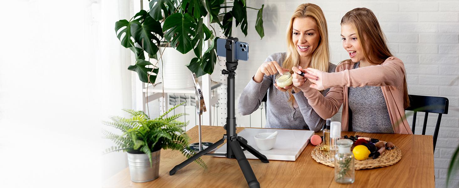 Sirui Selfie Stick Tripod,SIRUI MS-01K Portable Extendable Tripod Stand with Bluetooth Remote & Phone Mount Compatible with 1/4"" Female Thread