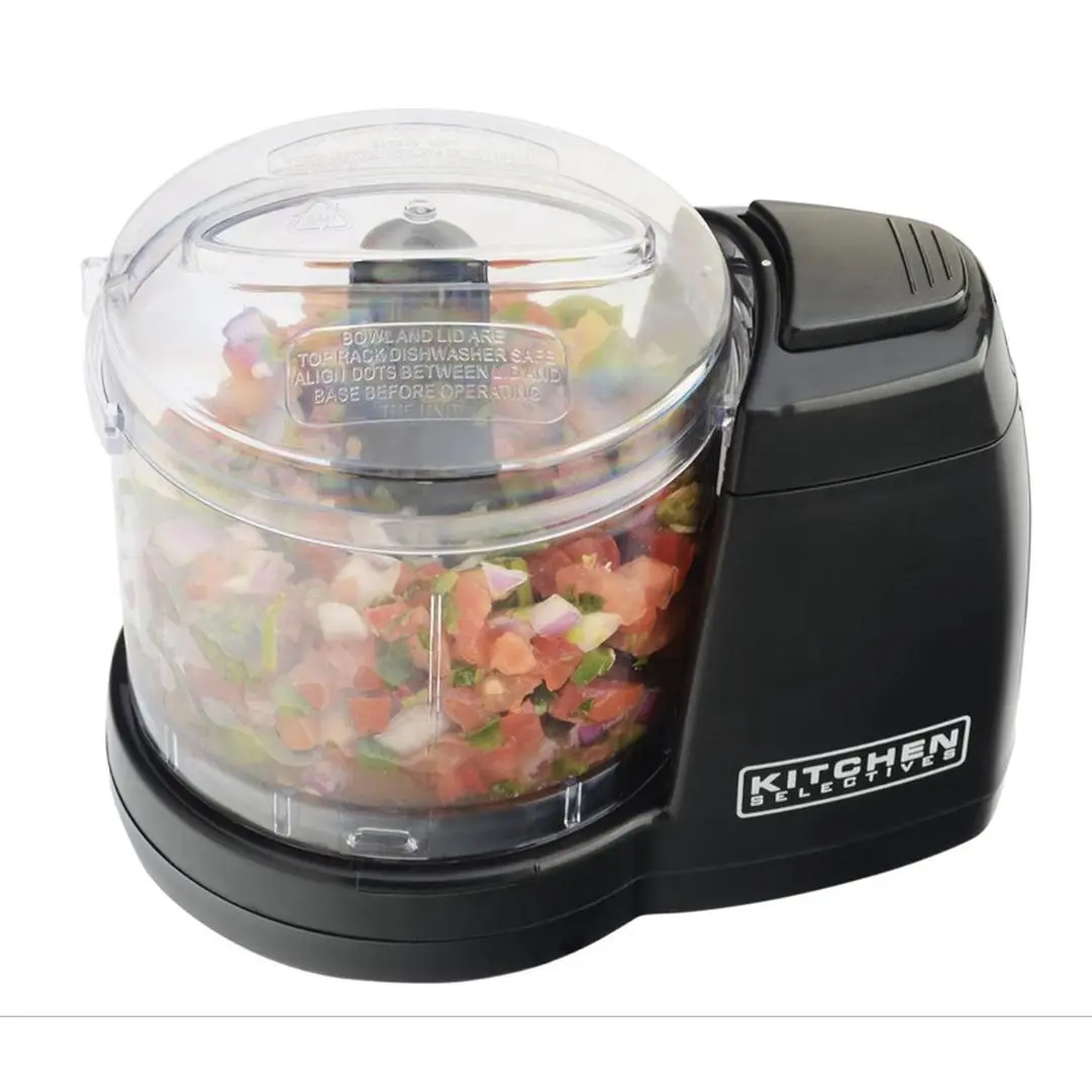 Kitchen Selectives Mini Chopper by Select Brands, 1-1/2 Cups, Black Dishwasher-Safe Mini Electric Chopper for Kitchen Appliances, Chops, Minces & Dices