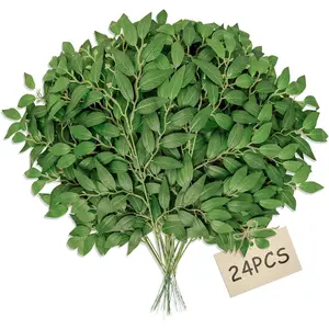 Fake Leaves(24pack) Faux Greenery Stems,Silk Greenery,Artificial Tree Branches,for Table for centerpieces Italian Decorations Floral Arrangements etc Reusable.
