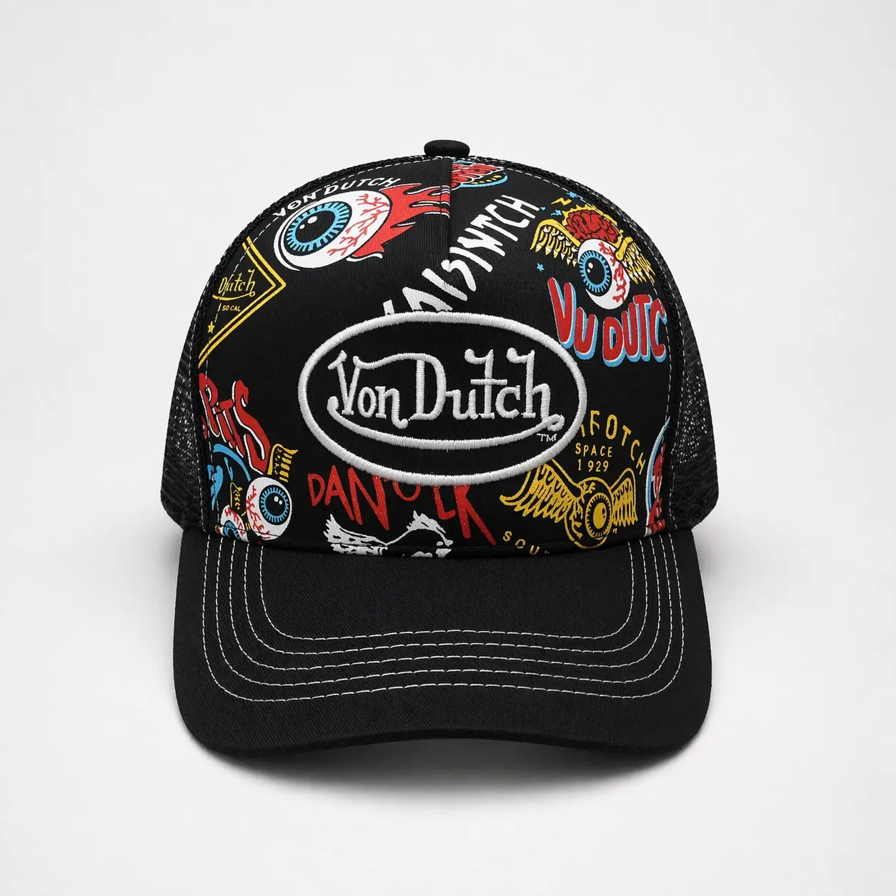 Von Dutch 2026 Limited Edition Graffiti Trucker Cap - Premium Snapback Mesh Baseball Hat, Embroidered Logo, Adjustable Unisex Streetwear Headwear, Urban Fashion TikTok Accessory